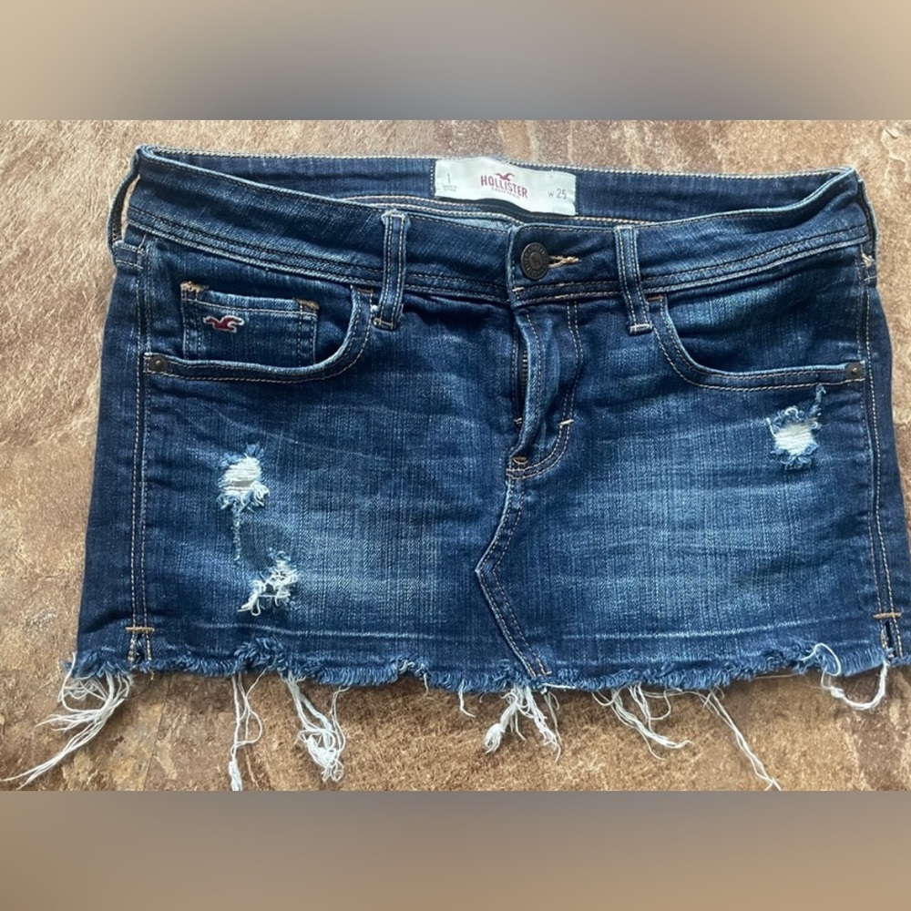 Hollister Distressed Blue Mini Skirt Sz 25w